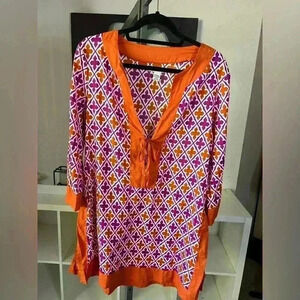 Banana Republic Factory Purple and Orange Swim Coverup